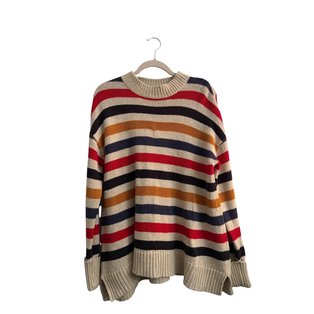 BDG Striped Crew Neck Sweater M Beige Red Black‎ Blue Ochre Long Sleeve
